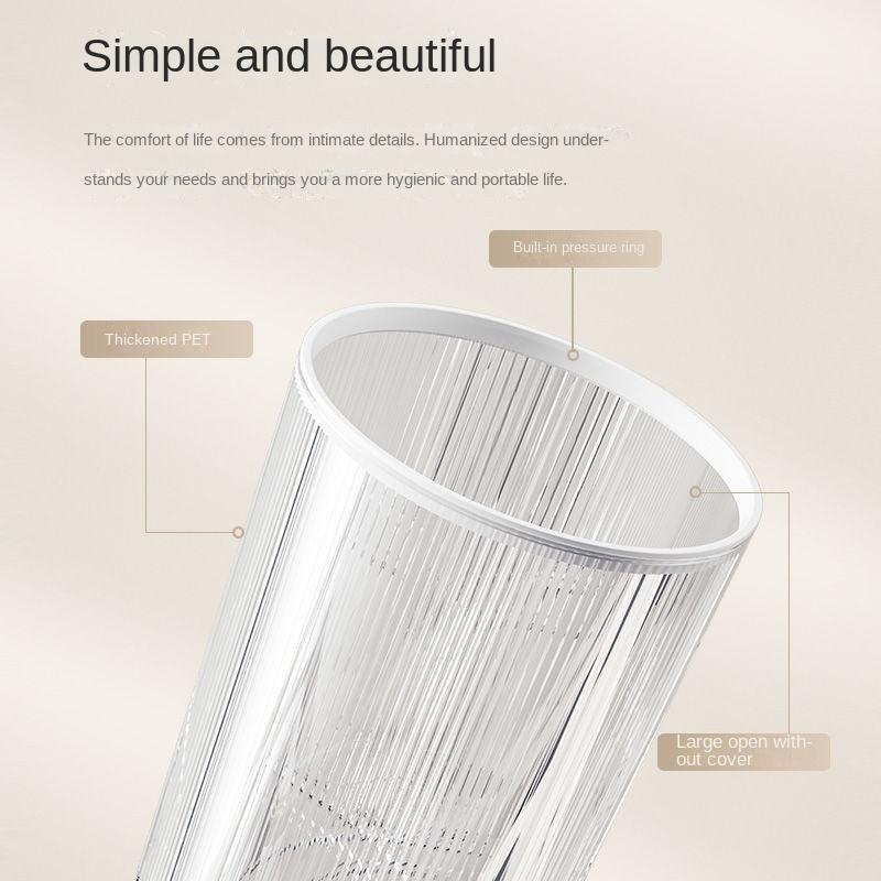 New Creative Trash Can Home Living Room Bedroom Kitchen Bathroom with Pressure Ring Transparent Paper Basket Storage Compost Bin