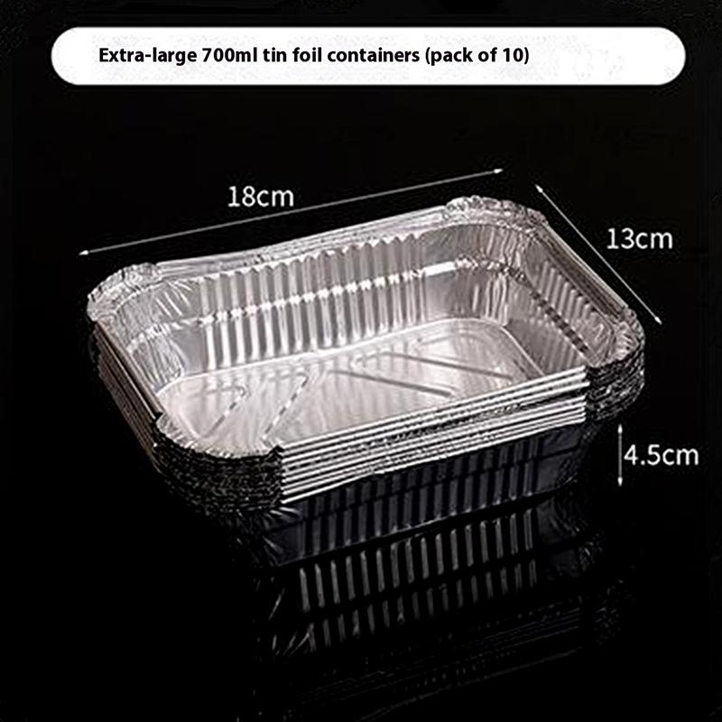 10Pcs Rectangle Aluminum Foil Trays Non-Stick Baking Pans Food Grade Bbq Bowl For Air Fryer Oven Baking Cooking Kitchen Tool