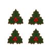 Christmas Holly Leaf Wooden Set of 4 for Holiday Dining Table Decorations