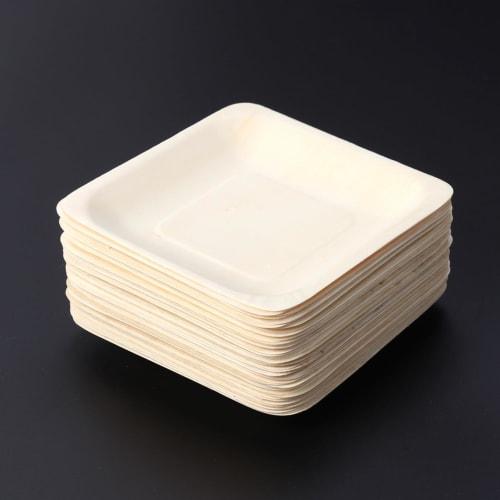 FRCOLOR Disposable Paper Plates, 14cm x 14cm, 50 Pieces, Unbleached, Water and Oil Resistant, Perfect for Birthdays, Parties, BBQs, and More. Stylish