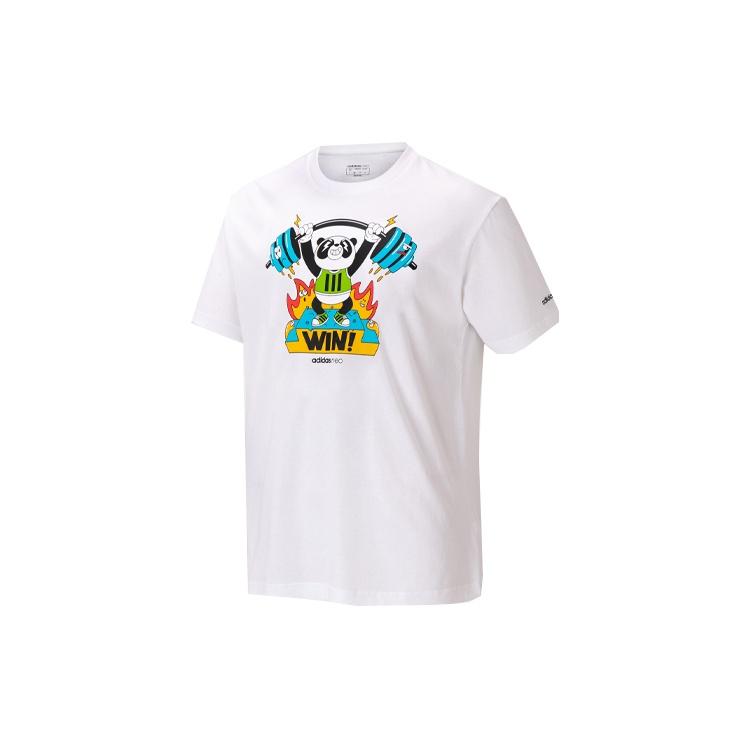adidas neo Printing Loose Sports Knit Short Sleeve White Men s HC3828 M