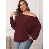 Plus Size Women's Sexy Off-Shoulder Irregular Top Batwing Sleeve Loose Pullover Sweater for Women