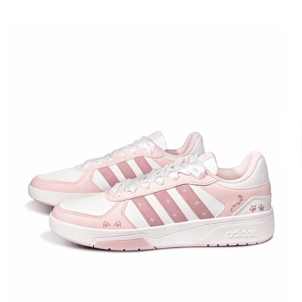 Adidas COURTBEAT Cute Heart Melting Cat Low top Skateboard Shoes Unisex Pink White KI6785(Team-814)-Random packaging bags