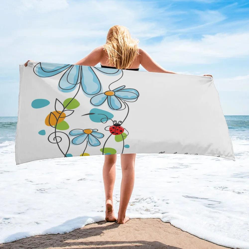 Ladybug Beach Towel Microfiber Cartoon Insect Bath Towel Quick-dry Swimming Cover Soft Portable Camping Sport Spa Travel Towels
