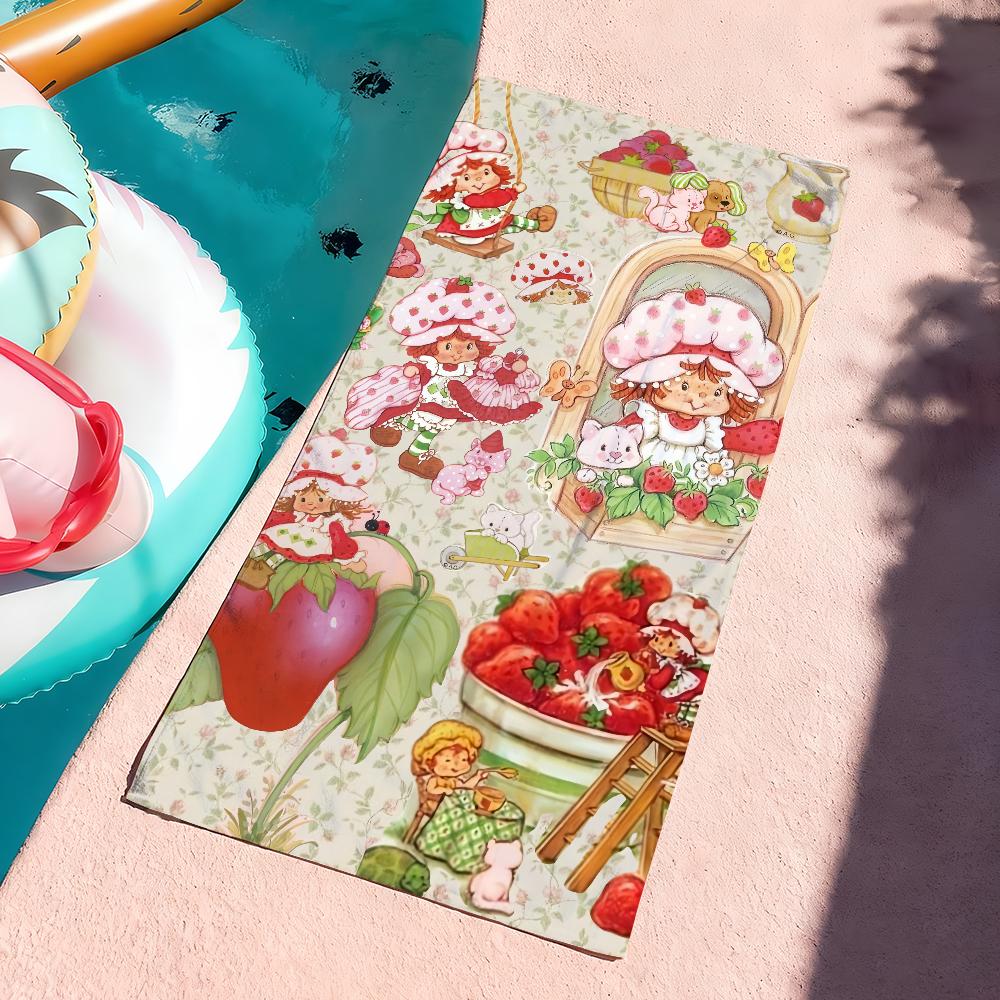 

Cartoon Girl Towel Quick Dry Soft Yoga Swimming Fitness Mountain Climbing S-Strawberry Lovely S-Shortcake Large Beach Towels W30*H60(CM)