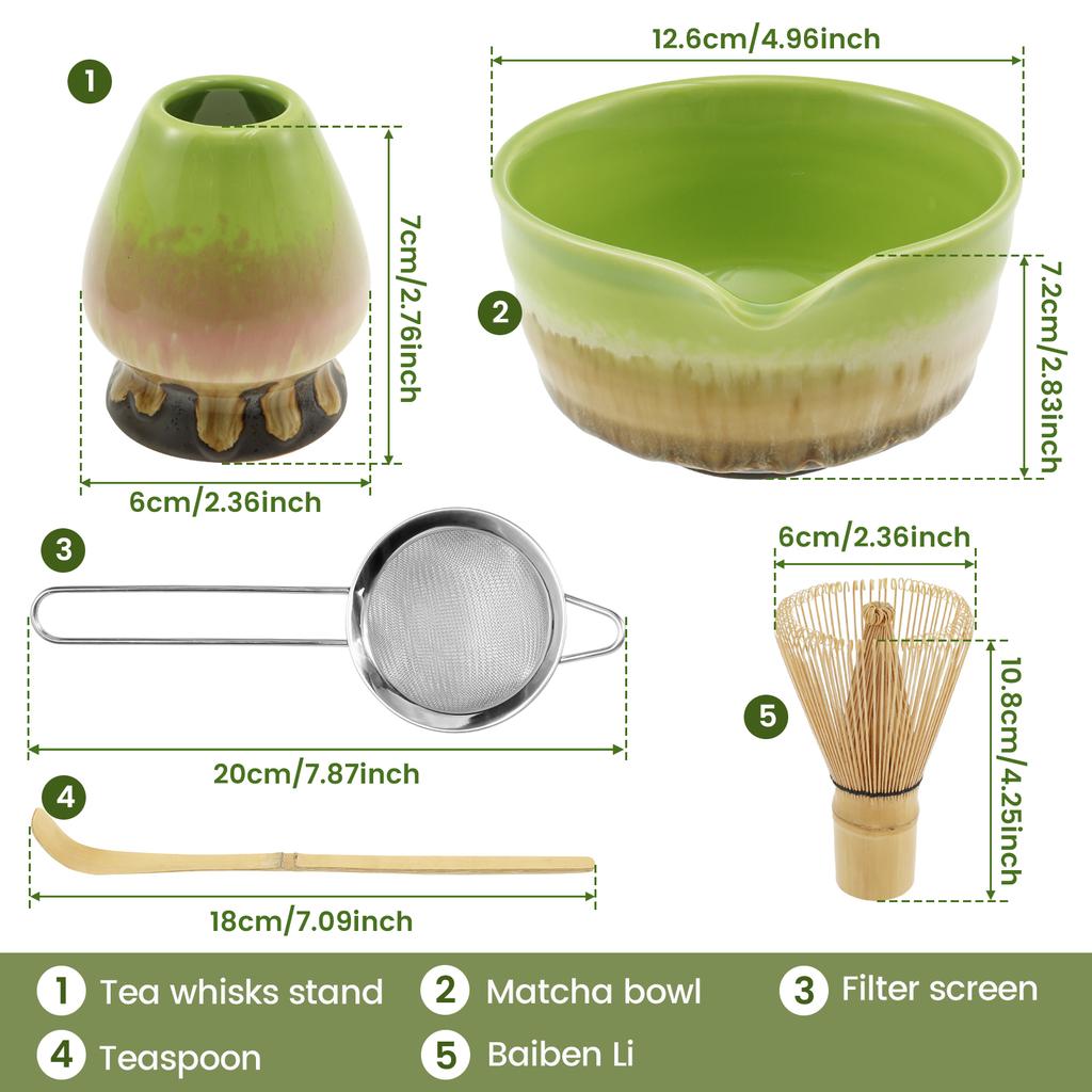 Keramik Handgefertigt Japanisches Matcha Tee Set Matcha Schale Bambus Schneebesen Teelöffel Teegeschirr Getränkegeschäft Teezubereitungswerkzeuge Zubehör