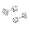G23 Titanium Alloy Double Diamond Stud Earrings with Four-Prong Setting, 5A Zirconia, for Cartilage Piercing.