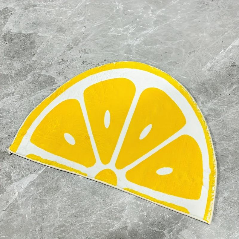 Cute Lemon Slice Patterned Mat - Absorbent, Non-Slip, Half-Round Mat for Home, Bathroom, Kitchen, and Living Room Decor, Lemon Kitchen Deco