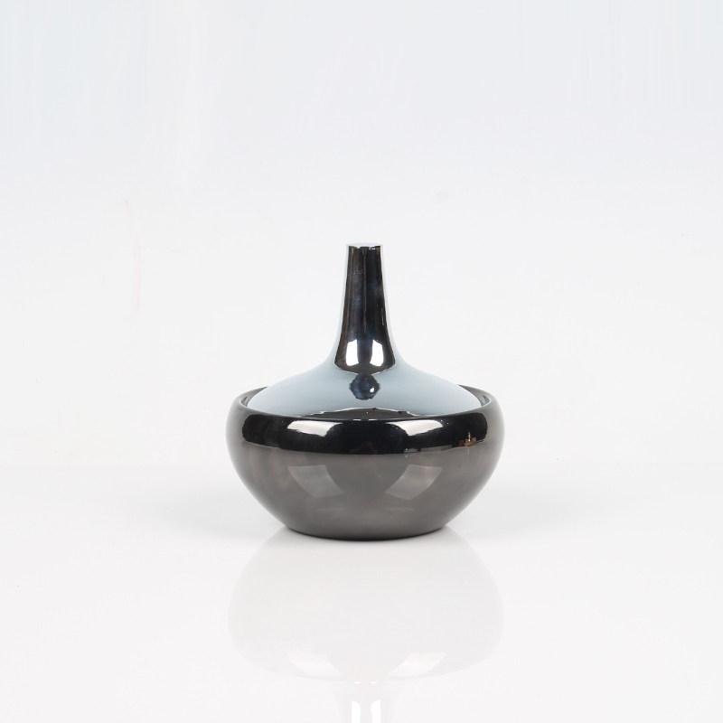 

Water Drop Shaped Storage Jar Electroplated Lid Wood Grain Body Decorative Canister for Candy Jewelry Home Decor Gift