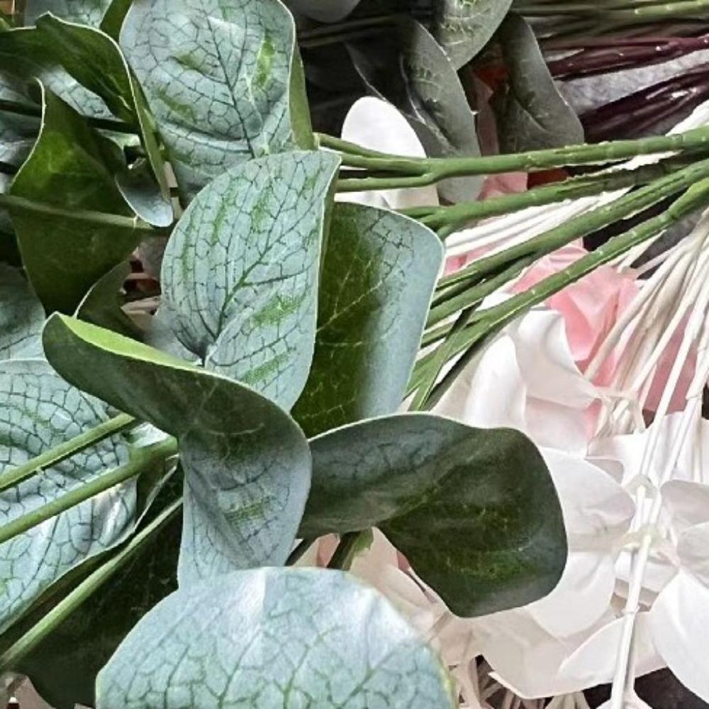 New 16 Heads Artificial Eucalyptus 128pcs Leaves DIY Fake Eucalyptus Money Leaf Artificial Plants for Home Wedding Decor