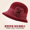 Middle-aged hat women's winter mink warm bucket hat mother autumn and winter versatile flower top hat British fashion pot hat