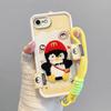 KEYSION Cartoon Cute Plush Embroidery Case for iPhone SE 2020 2022 with Lanyard Shockproof Phone Cover for iPhone 8 7 6s Plus