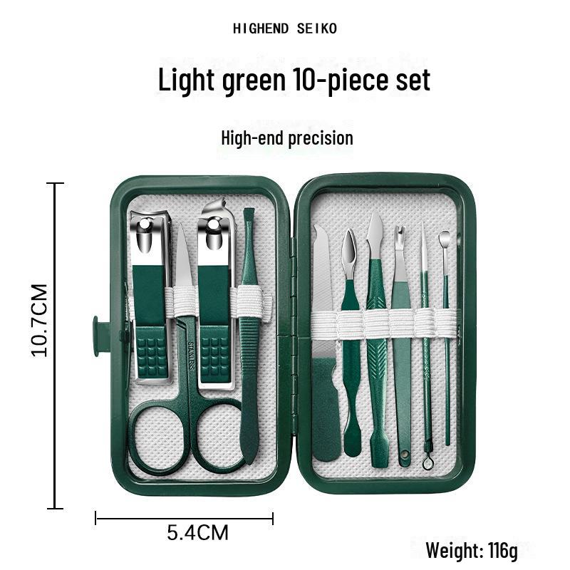 

Набор для ухода за ногтями из темно-зеленой нержавеющей стали, 18 предметов, включая кусачки, ножницы и плоскогубцы Hawkbill