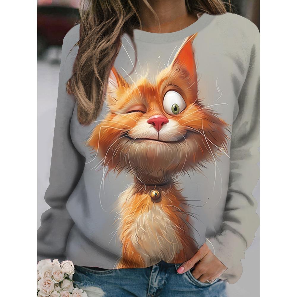 

Женская футболка с длинным рукавом на осень, свободного кроя, повседневный топ с длинным рукавом, принт с мультяшным животным, оверсайз, женская одежда XL