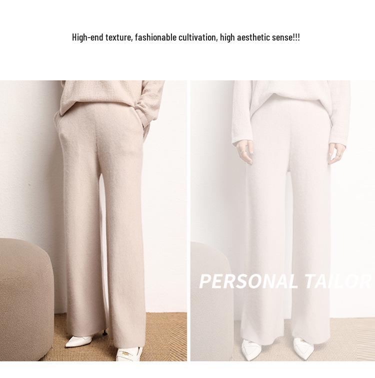 Cashmere High-Waisted Wide-Leg Knit Pants - Autumn/Winter Collection