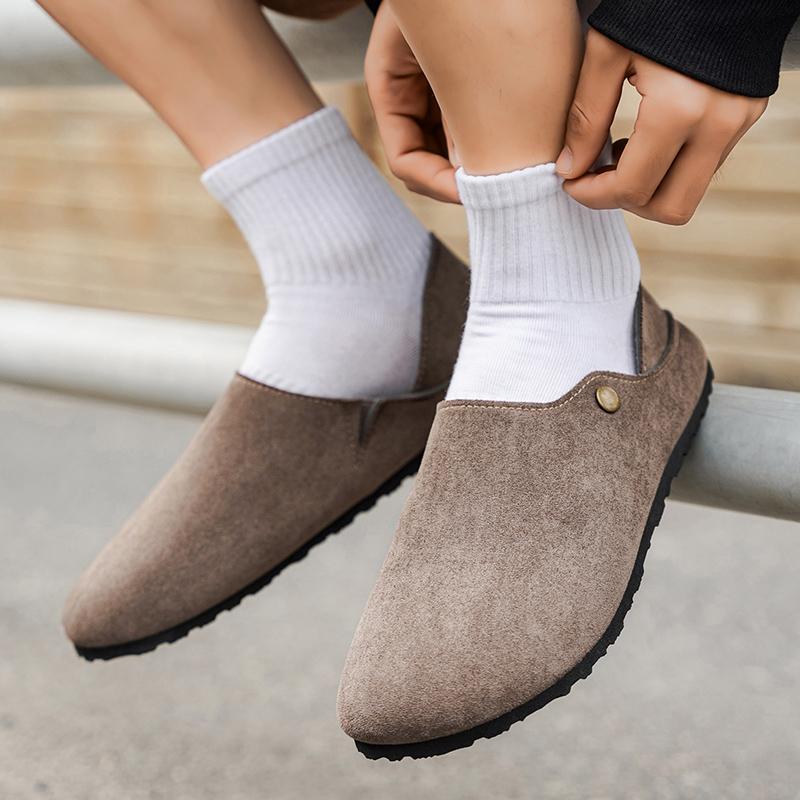 New Fashion Men Leather Flats Shoes Comfortable Man Casual Shoes Slip on Male Outdoor Walking Shoe Split Leather Driving Shoes