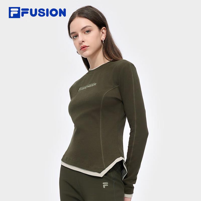 FILA FUSION Women s Irregular Faux Two-Piece Knit Long Sleeve Top XS