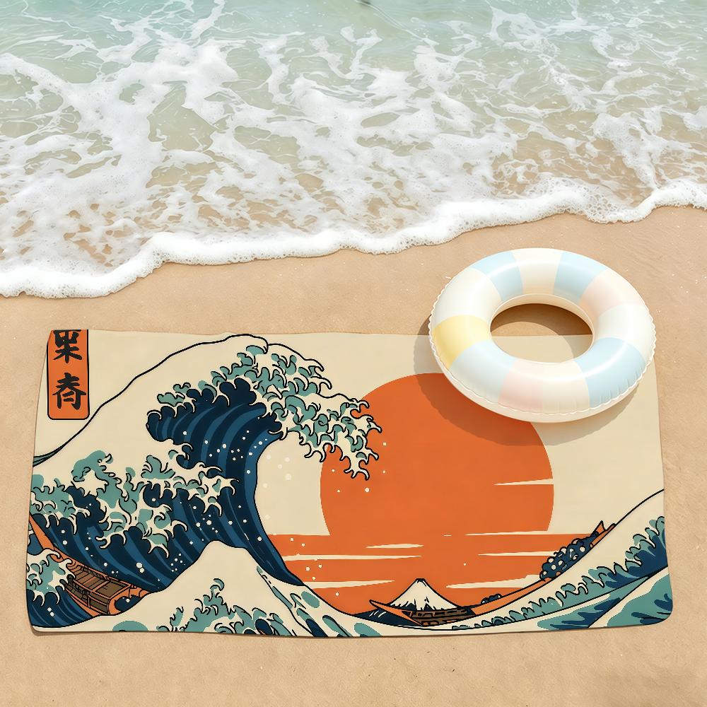 Print The Great Wave Off Kanagawa Towel Drying Bath Towel Applicable To Light Swimming Camping Yoga Beach Out