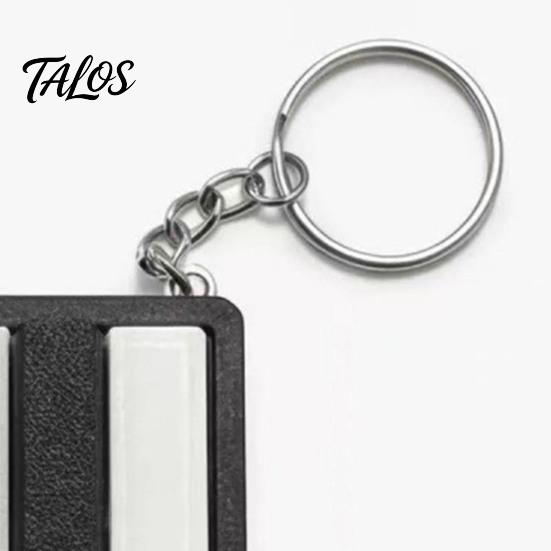 Piano Keychain 2Pcs Pendant, 3D Printed Mini Keys Stress Relief Toy, Smooth Buttons Musical Key Chain with Metal Ring, Black White Design Gift