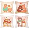Cute Bear Couple Pillows Warm And Loving Design Polyester pillowcase, sofa decorative cushion cov Headboard Pillow