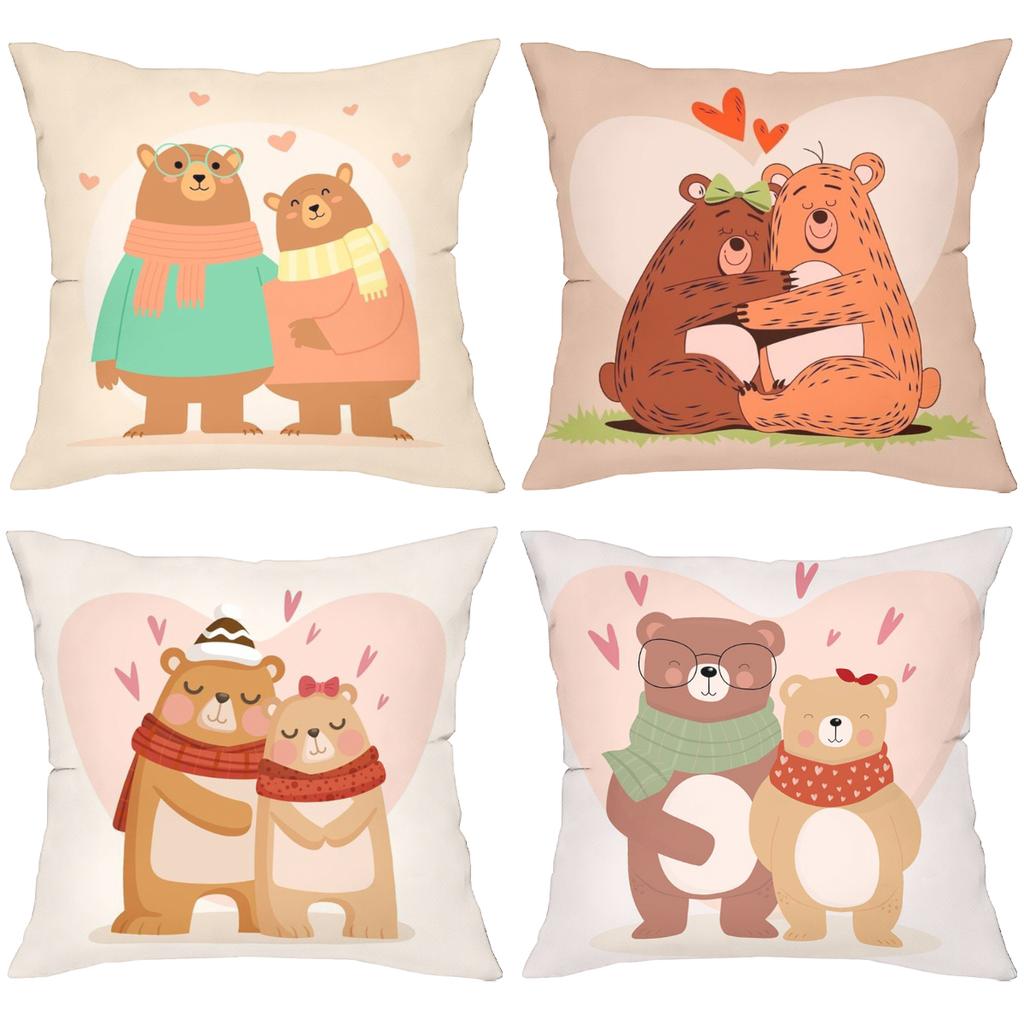 Cute Bear Couple Pillows Warm And Loving Design Polyester pillowcase, sofa decorative cushion cov Headboard Pillow