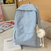 Schoolbag casual large capacity backpack ins style fashion girl Korean version plaid simple college student schoolbag travel backpack