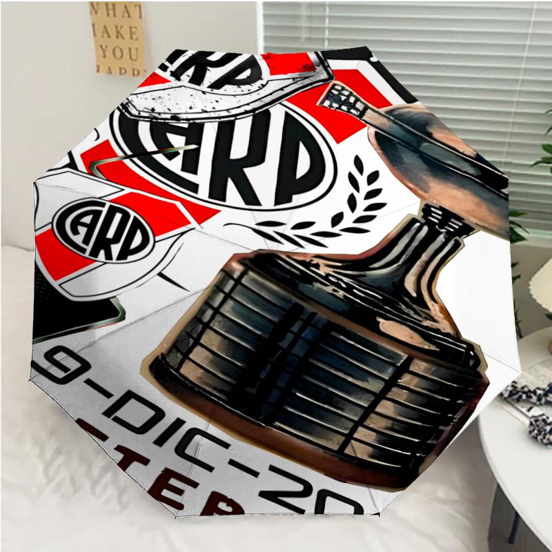 Club Atlético River Plate Print Automatic Umbrella, 8 Rib Iron Frame, Plastic Handle, Suitable for Outdoor Travel &Daily , Ideal Gift