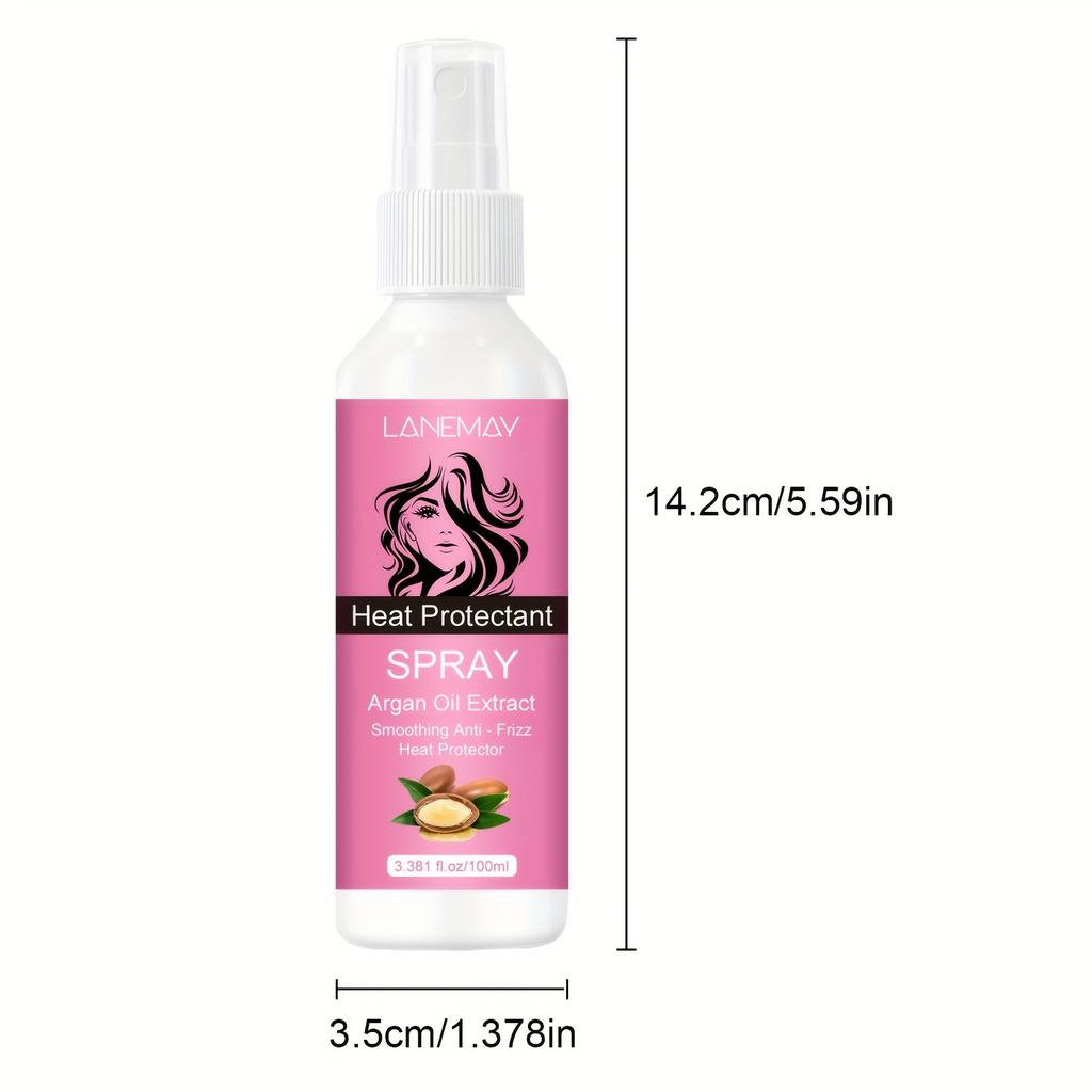 Argan Oil Heat Protection Spray - Provides Lasting Hydration for Hair, Minimizes Breakage and Split Ends, Controls Frizz, and Boosts Shine