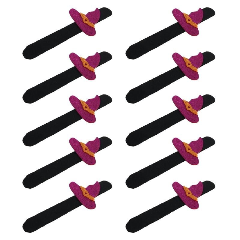 Holiday Wrist Accessories Set of 10 Slap Bracelets for Group Guests, Seasonal Wristbands for Class Parties and Family Plans