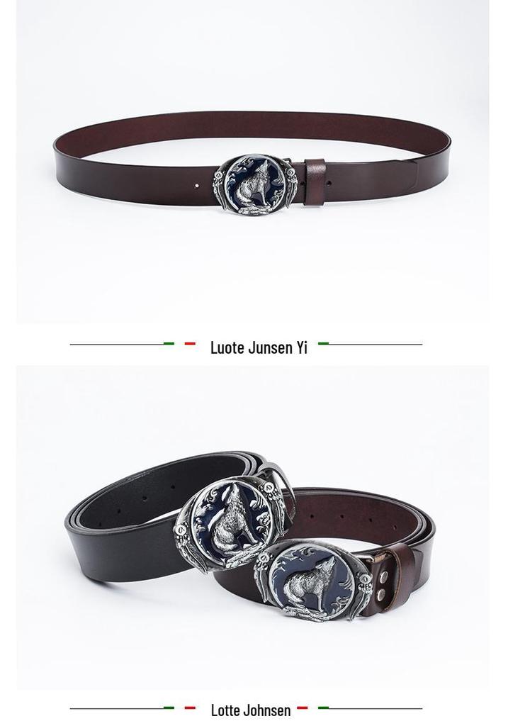 Herr Retro Västerländsk Cowboy Ko-läder Bälte - Djurdesign, Ungdomsstil