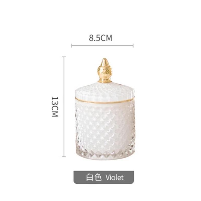 Classic French Light Luxury Multicolor Glass Storage Jar Handmade Aromatherapy Bottle Cotton Swab Toothpick Storage Box Candle Jar