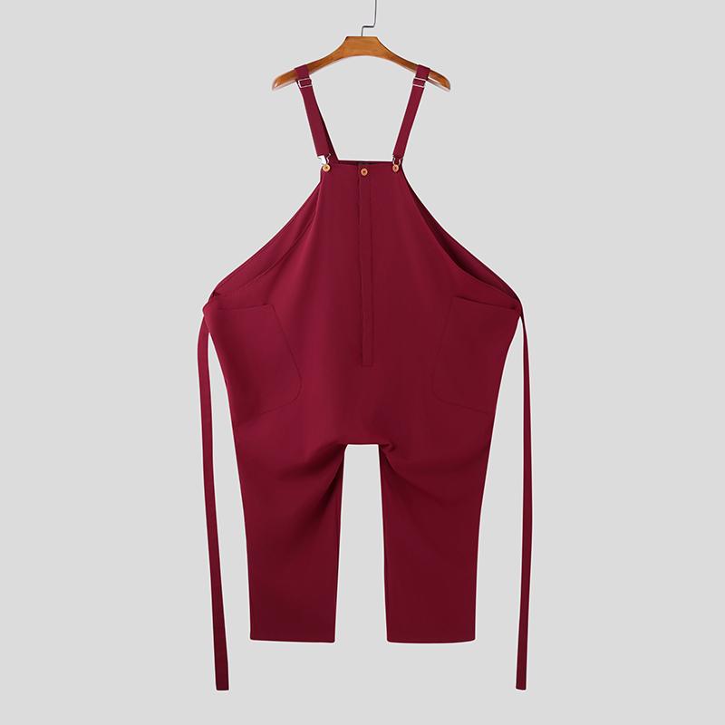 

INCERUN Мужские комбинезоны с лямками, длинные, мешковатые, с заниженной проймой, карго 5XL вино красного