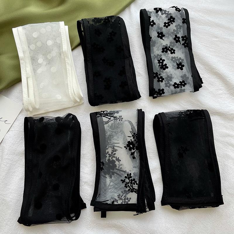 Fashion Lace Hair Band Women Neck Scarf Floral Print Headband Silk Bag Scarves Female Long Hairband Cute Neck Scarfs For Ladies