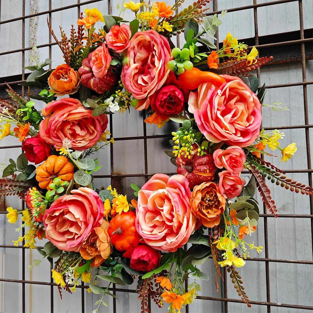For Harvest Festival Decor Artificial Fall Wreath Decorative Fall Autumn Wreath Festival Theme