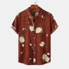 Men Summer Hawaiian Shirt Floral Leaves Print Streetwear Chic Single Breasted Thin Shirt