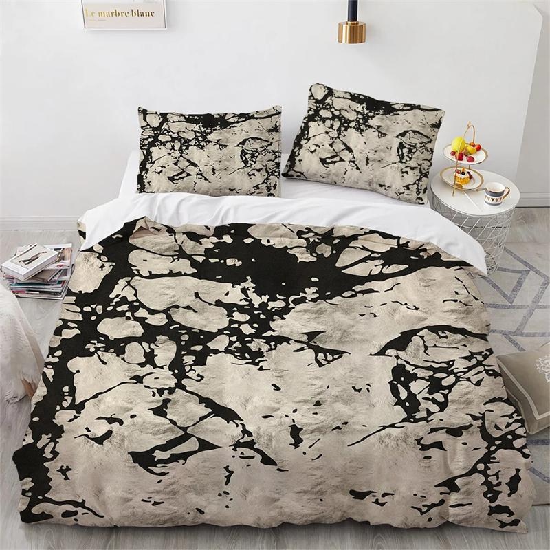 Marble King Queen Duvet Cover Cool Black White Texture Pattern Bedding Set Teens Adults 2 3pcs Polyester Quilt Cover