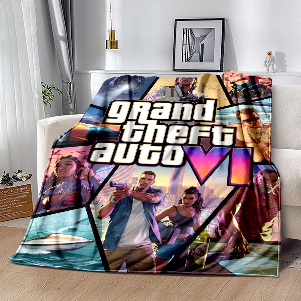 Grand Theft Auto Gta Vi Game Art Blanket Comfortable Perfect For Seaside Bed Couch For All Occasions Playful Design Ideal Gift For Birthday Valentine'