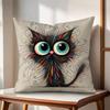 Whimsical Cat Cushion Cover Natural Linen Organic Fabric DoubleSided Printing Couch Pillow Covers Home Decor Gift