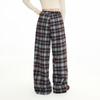 UNIFREE Women's Plaid High-Waist Wide-Leg Casual Pants
