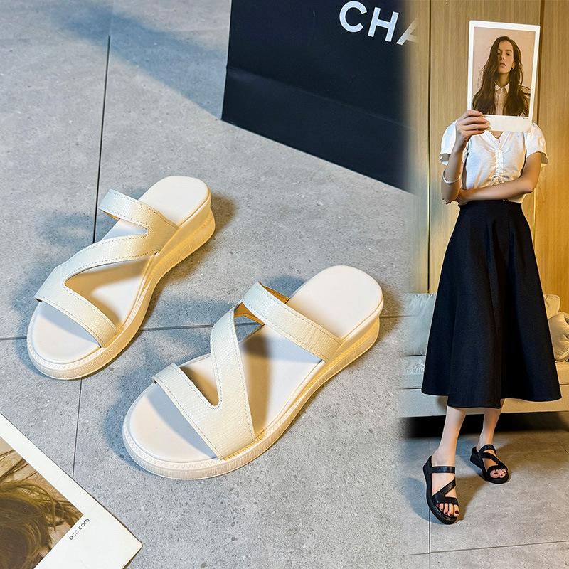 

Новые женские летние сандалии, пляжные сандалии на мягкой подошве, тапочки, модная обувь 43 белый