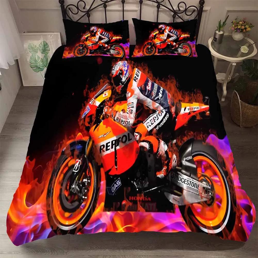 Comforter Handsome Red Motor Racing Bedding Set Twin Bed Men 2-3 Pcs S Us Size Super Cool Comforter Bedding Sets For Boy