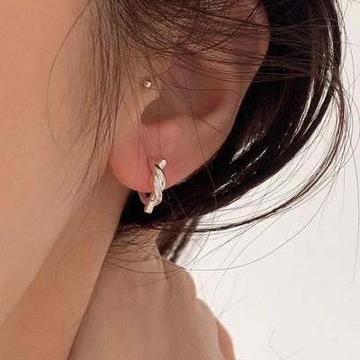 925 Silver Hoop Earrings for Women - New Style, Unique Knot Design, Comfortable for Sleep, High-End Fashion