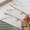 Women Rimless Presbyopia Glasses Anti Blue Light Diamond Cut Reading Eyeglasses Finished Optical Eyewear Diopter +1.0 To +4.0