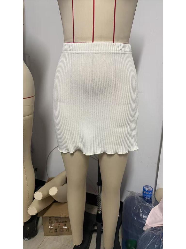 European & American Cross-Border New Spicy Girl Versatile Slimming Ribbed Short Skirt for Women 2026