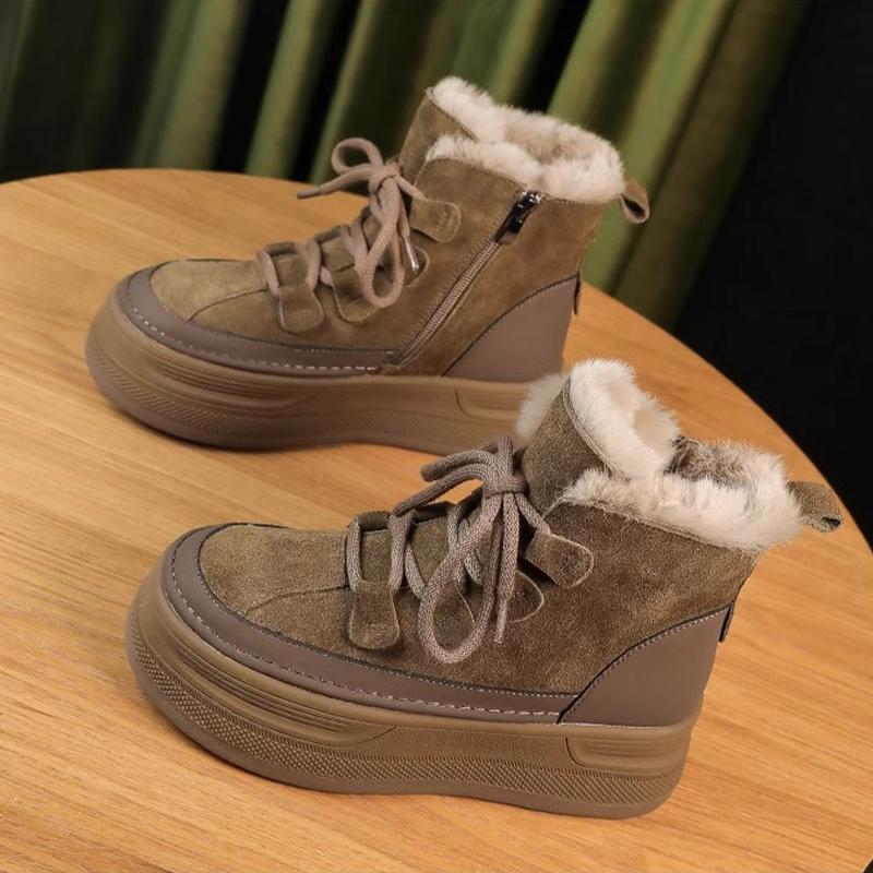 High-end Ankle Snow Boots for Women's Flats Platform Fashion Suede Shoes Winter Sport Sneakers Warm Designer Comfort Mujer Botas