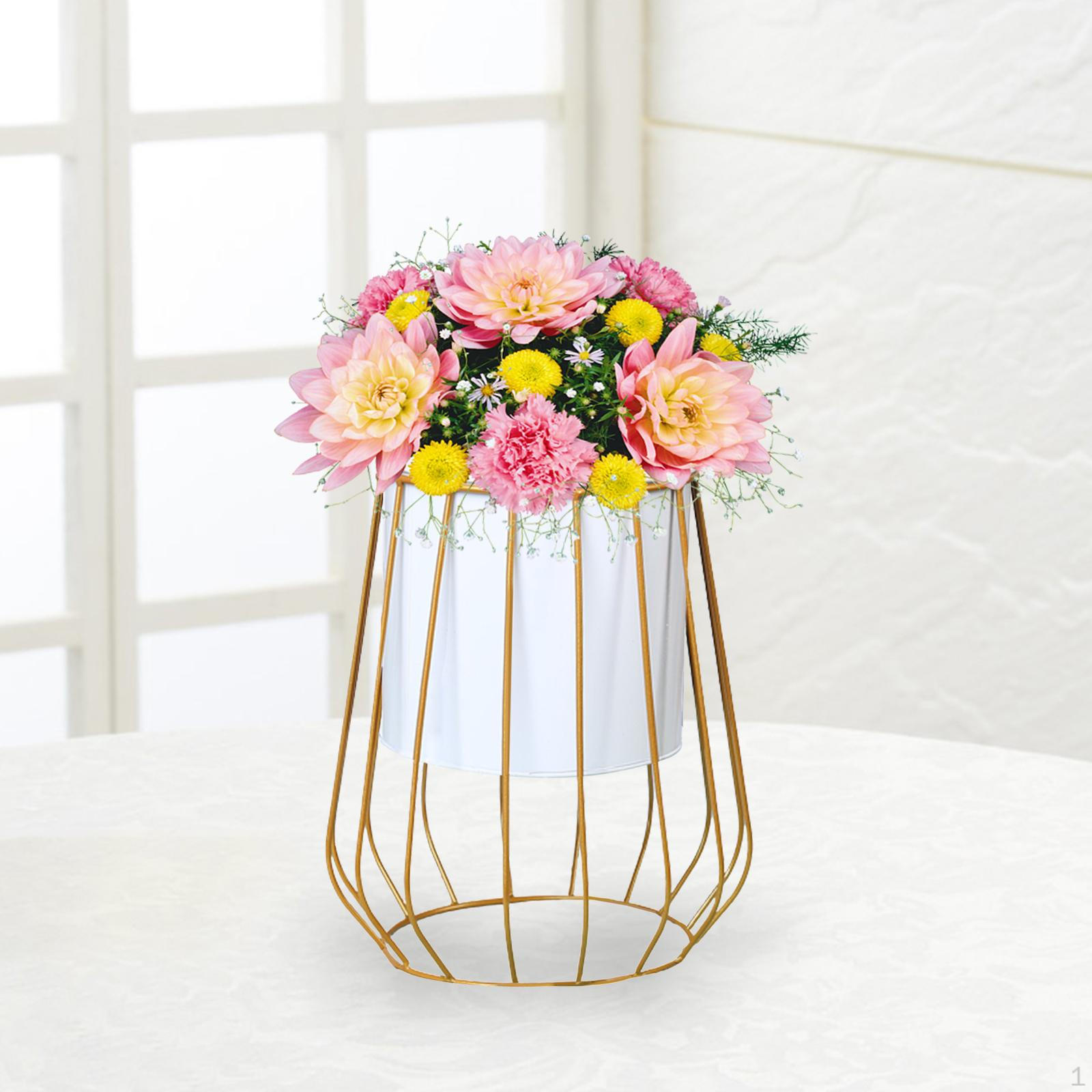Contemporary Metal Plant Stand for Floral Displays - Elegant Holder Home and Garden strip white