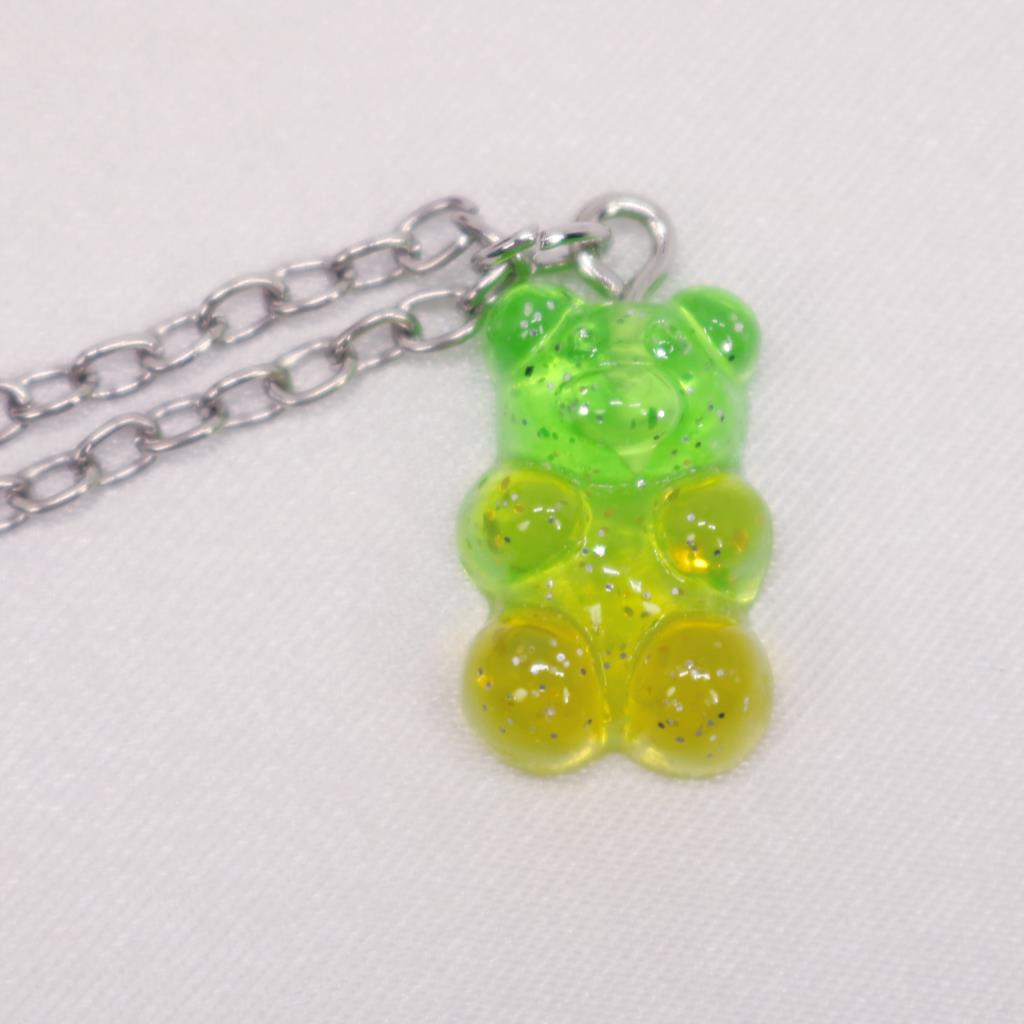 Handmade Gradient Color Candy 7 Color Cute Judy Cartoon Bear Charm Necklace for Women Girl Jewelry Gift