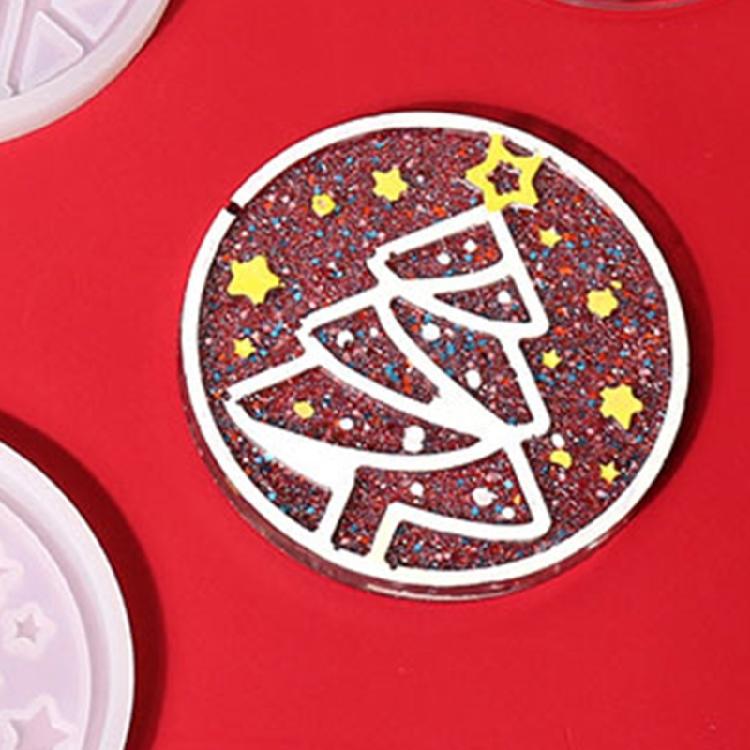 Xmas-Tree Coaster Epoxy Resin Mould Snowflake Cup Mat Silicone Mold Home-Decor