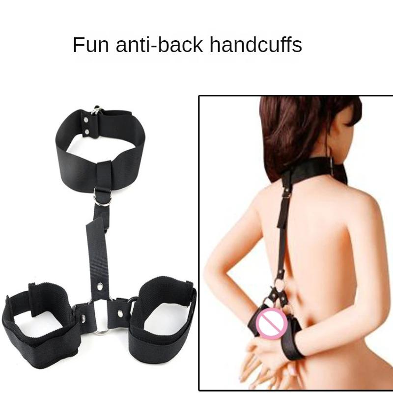 Neck to Wrist Restraints kit Sexy women  Behind Back Handcuffs Collar Adjustable Bondage Set Couple SM Sex Game Tool