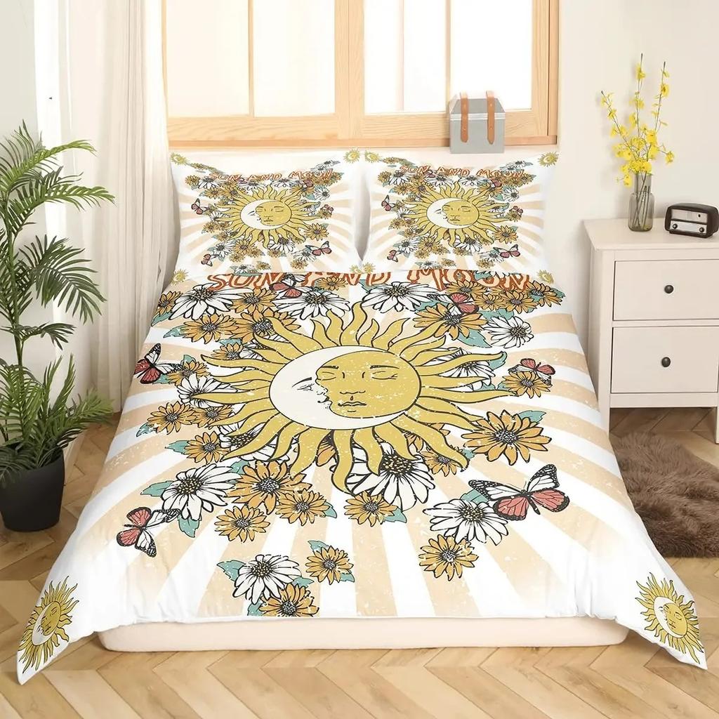 3D Symbols Viking Runes Duvet Cover Set Bedding Sets Full Size,Nordic Quilt Cover Washed Microfiber Bedspread Cover